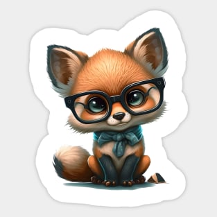 Cute clever cute cartoon - fox with glasses one T-Shirt Sticker